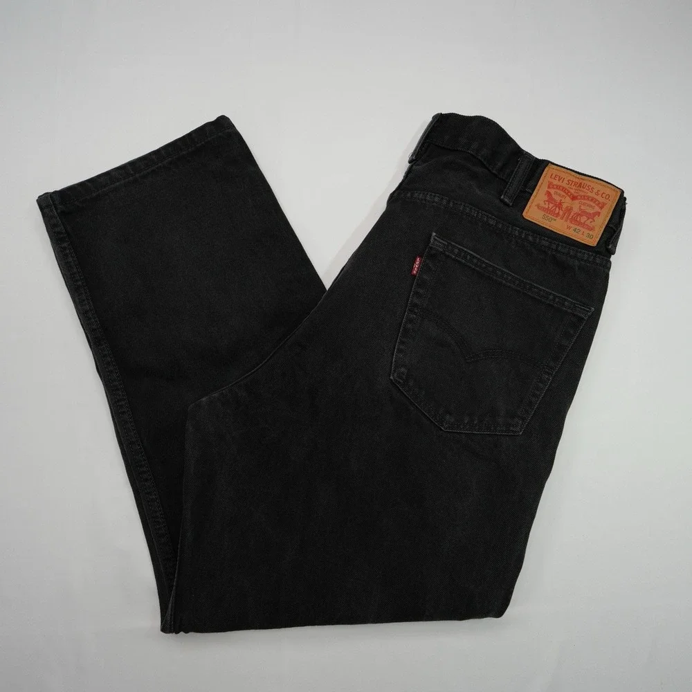Levis 550 Black Jeans Men's 42x30 (40X29) Denim Relaxed Fit Casual Pants Baggy